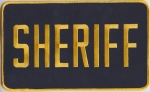 SHERIFF Gold on Navy Blue Back Panel Patch 8.5" wide by 5.25" high